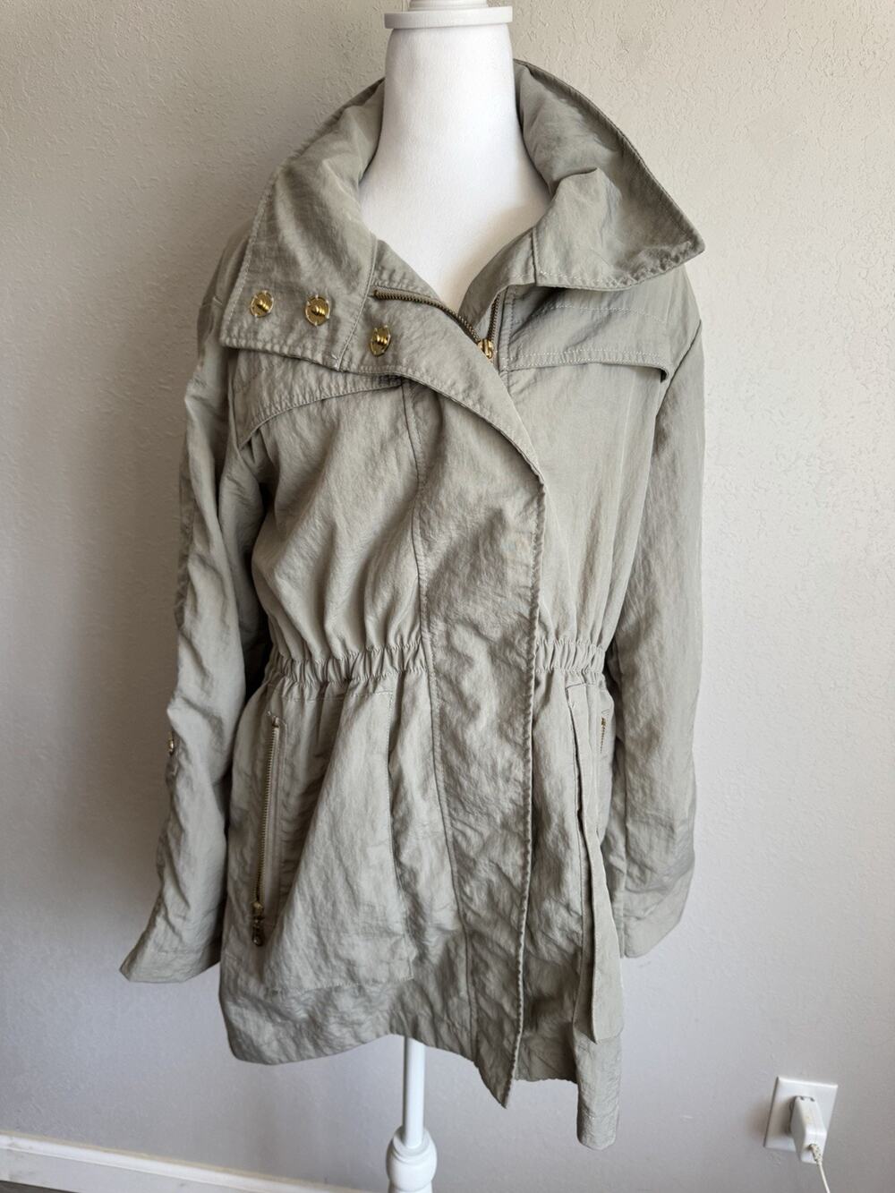 Seven7 Beige Water Resistant Trench Coat Womens M Gorpcore Outdoor Business